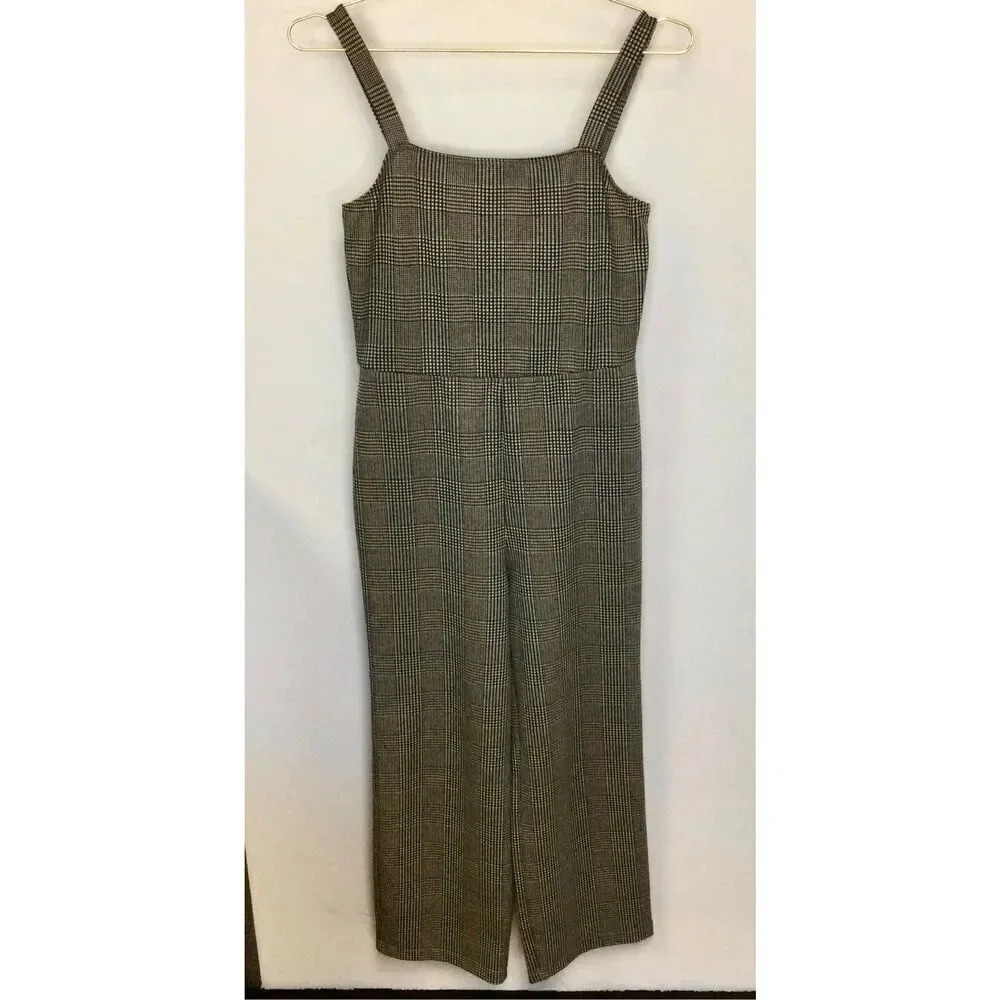 Sanctuary Womens‎ Tan Plaid Pattern Sleeveless Pull-On Casual Jumpsuit Small